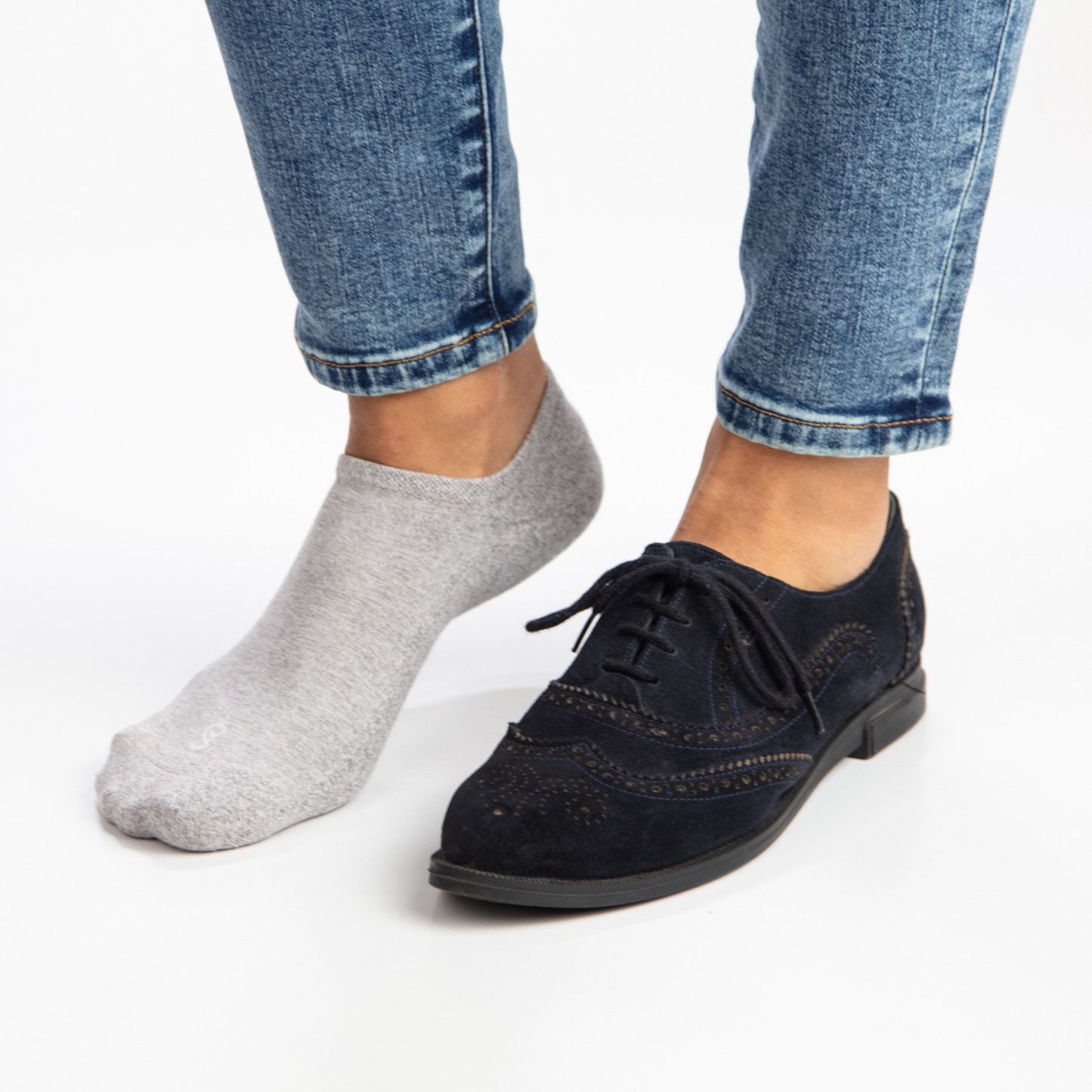 Organic Cotton No-Show Socks - Grey - Single Pair