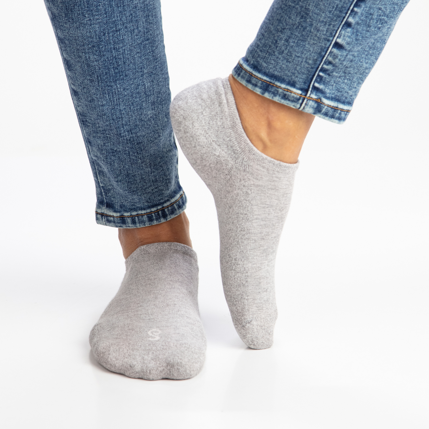 Organic Cotton No-Show Socks - Grey - Single Pair