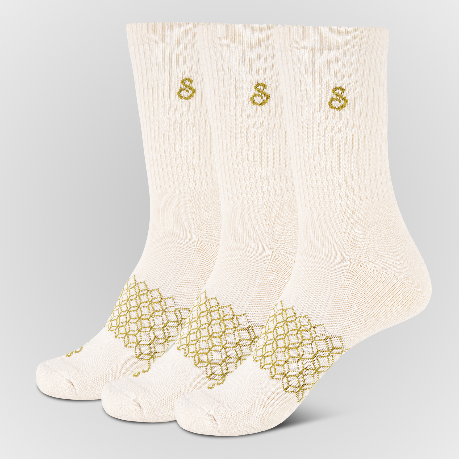 Photo Organic Cotton Crew Socks. Color Natural Undyed. with hipSwan logo