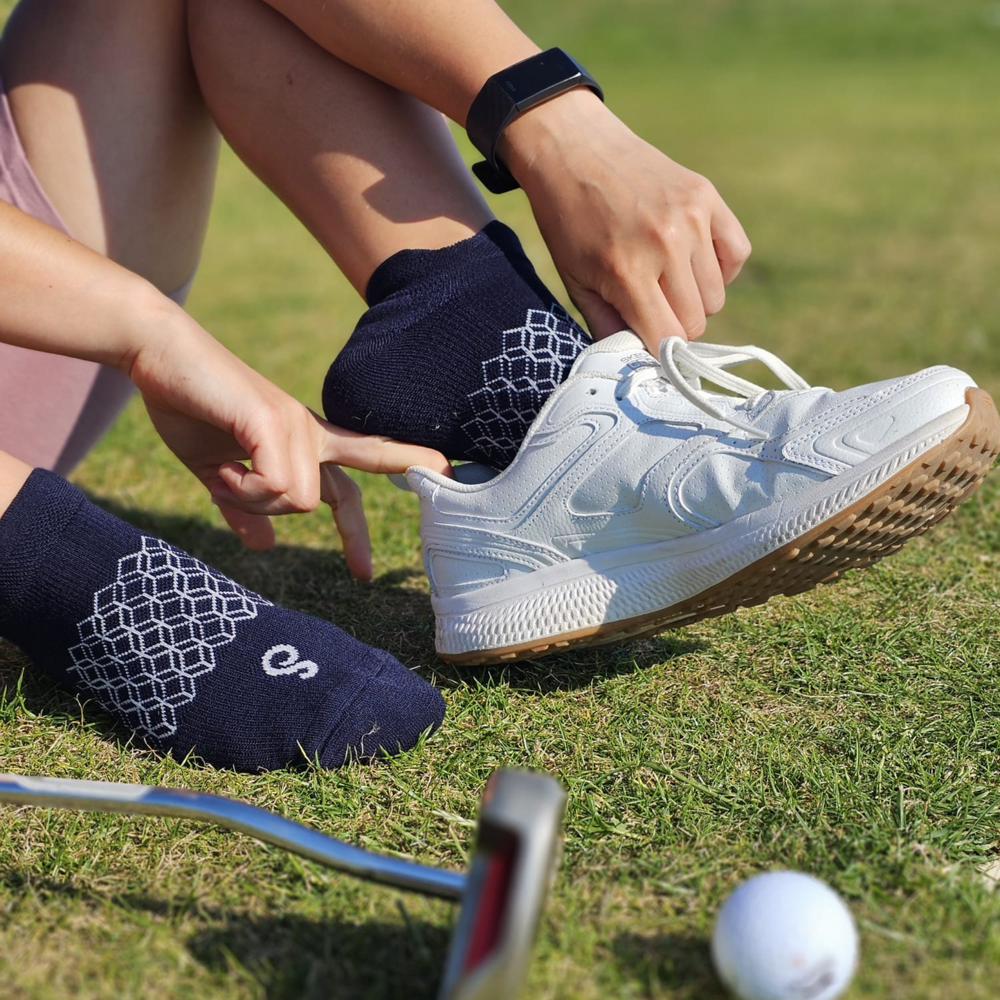 Merino Wool Ankle Tab Socks - Navy - Single Pair