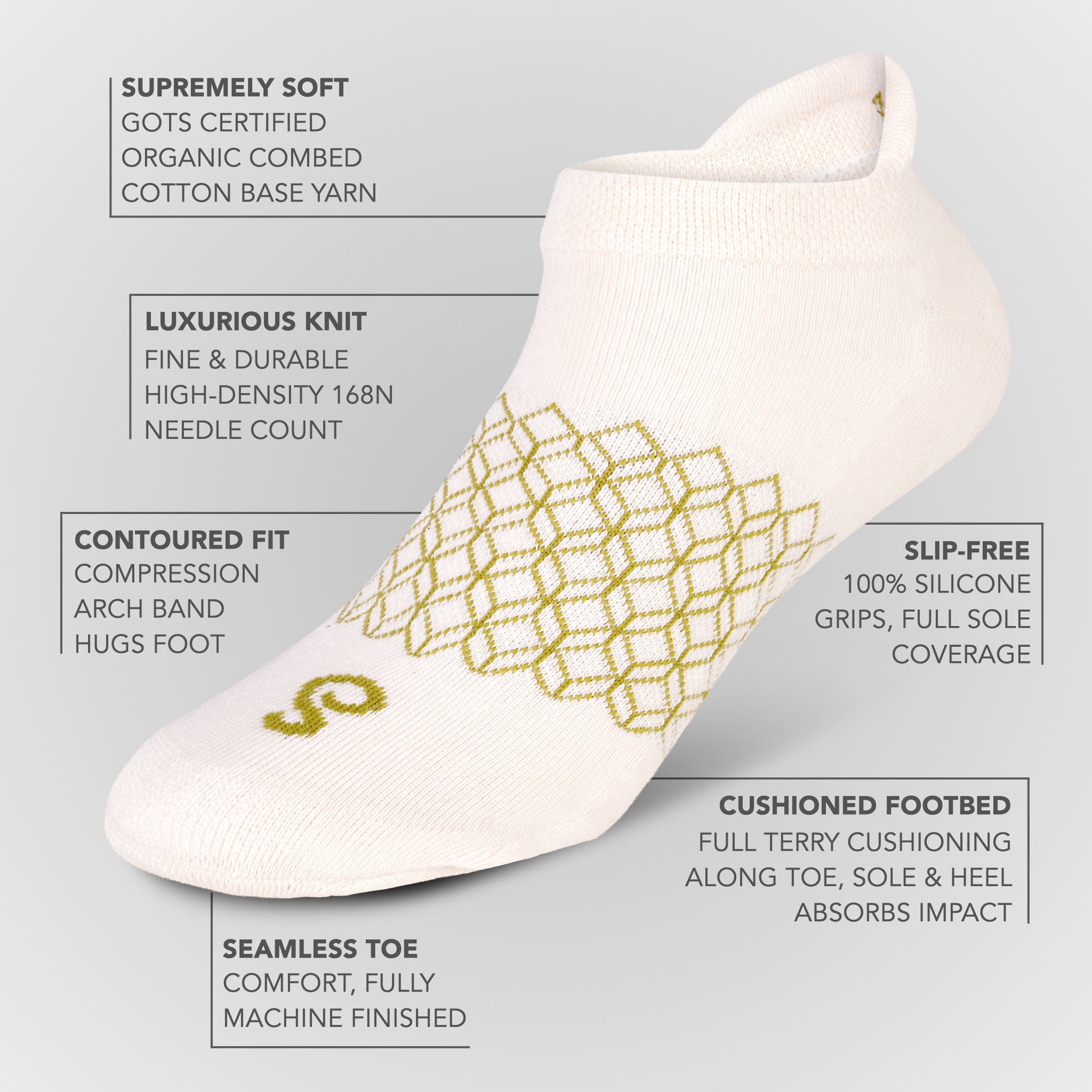 picture Organic Cotton Ankle Tab Grip Sock color white