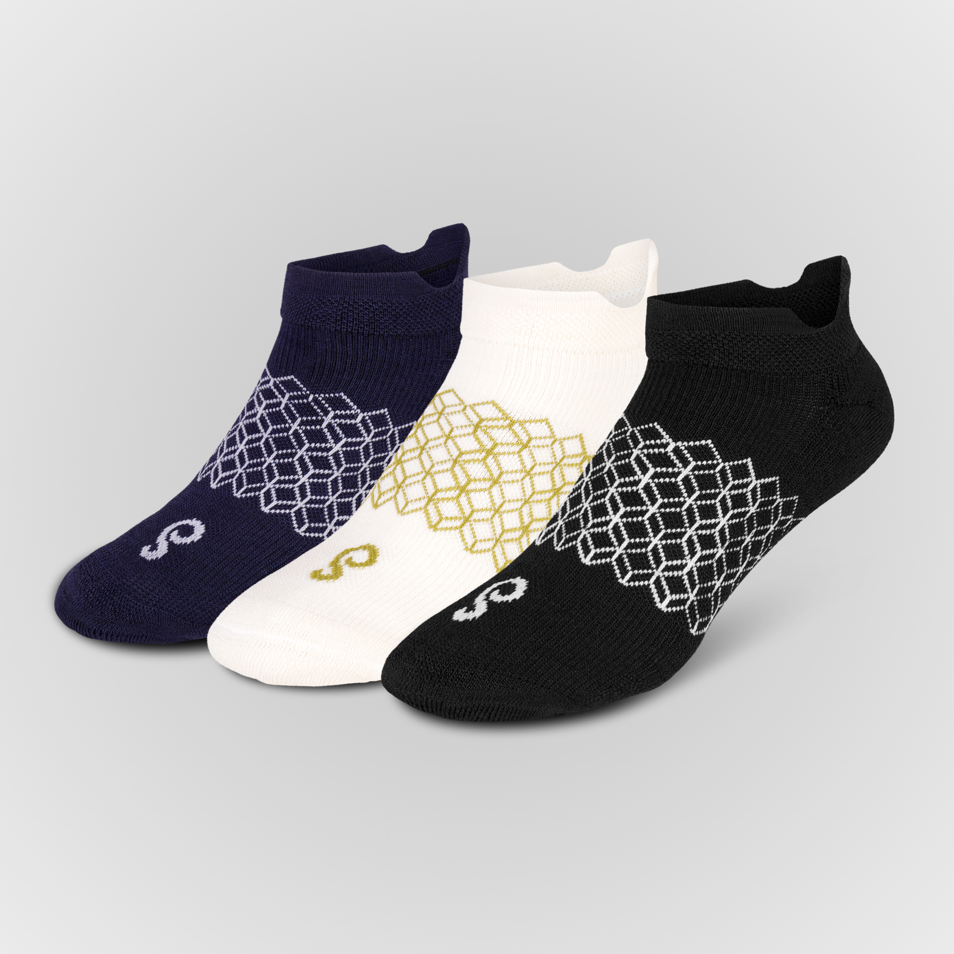 image Organic Merino Wool Ankle Tab Socks - Mixed Black Navy Natural Undyed 3 pairs