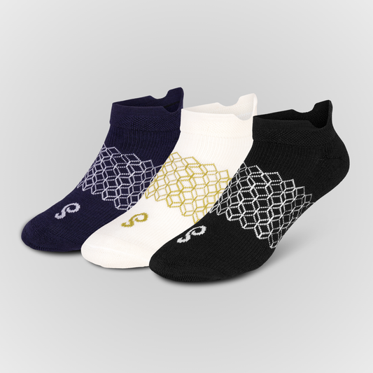 image Organic Merino Wool Ankle Tab Socks - Mixed Black Navy Natural Undyed 3 pairs
