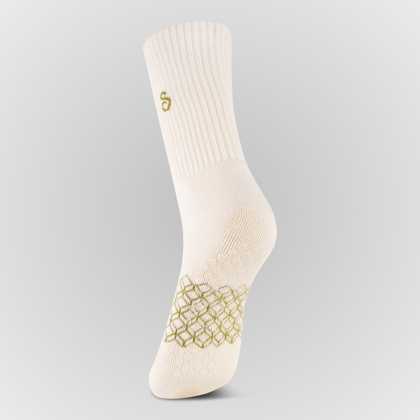 Photo Organic Cotton Crew Socks Natural Undyed for sport with grips