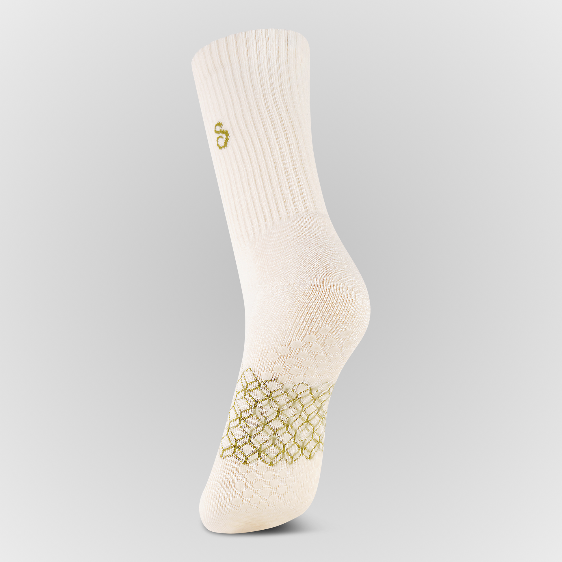 Photo Organic Cotton Crew Socks Natural Undyed for sport with grips