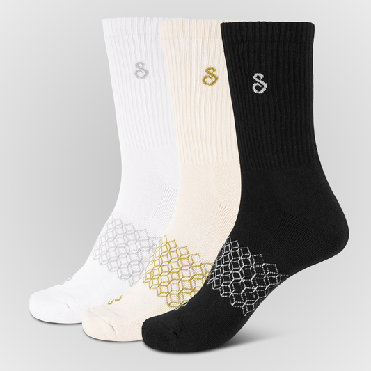hipSwan Organic Cotton Crew Socks Black White Natural Undyed