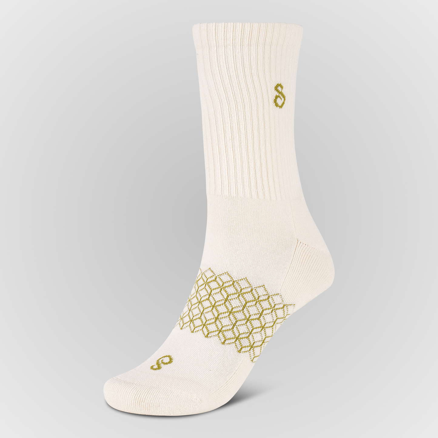 Photo Organic Cotton Crew Grip Socks Natural Undyed for sport