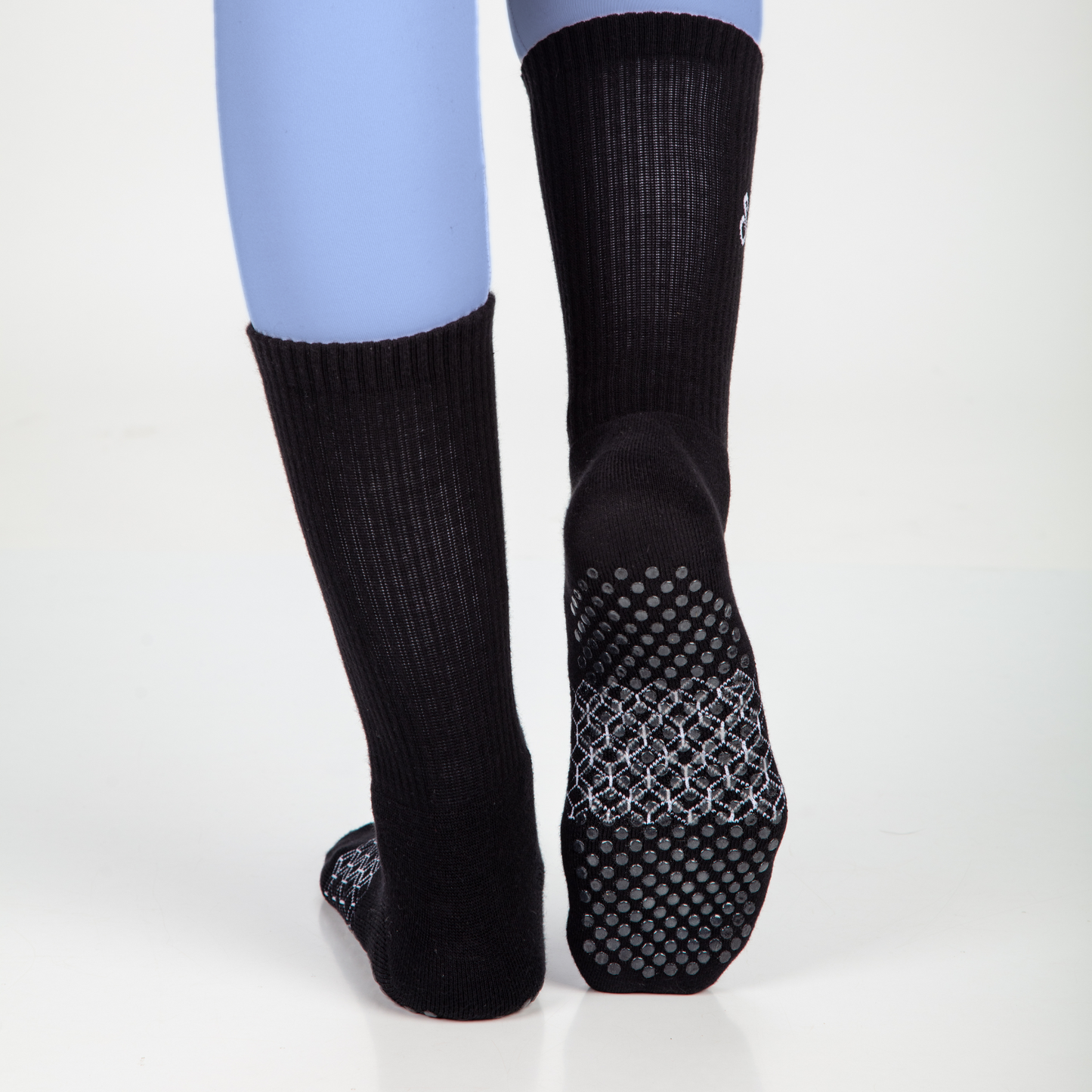 Organic Cotton Crew Grip Socks - Mixed Black White Natural Undyed - 3 Pairs