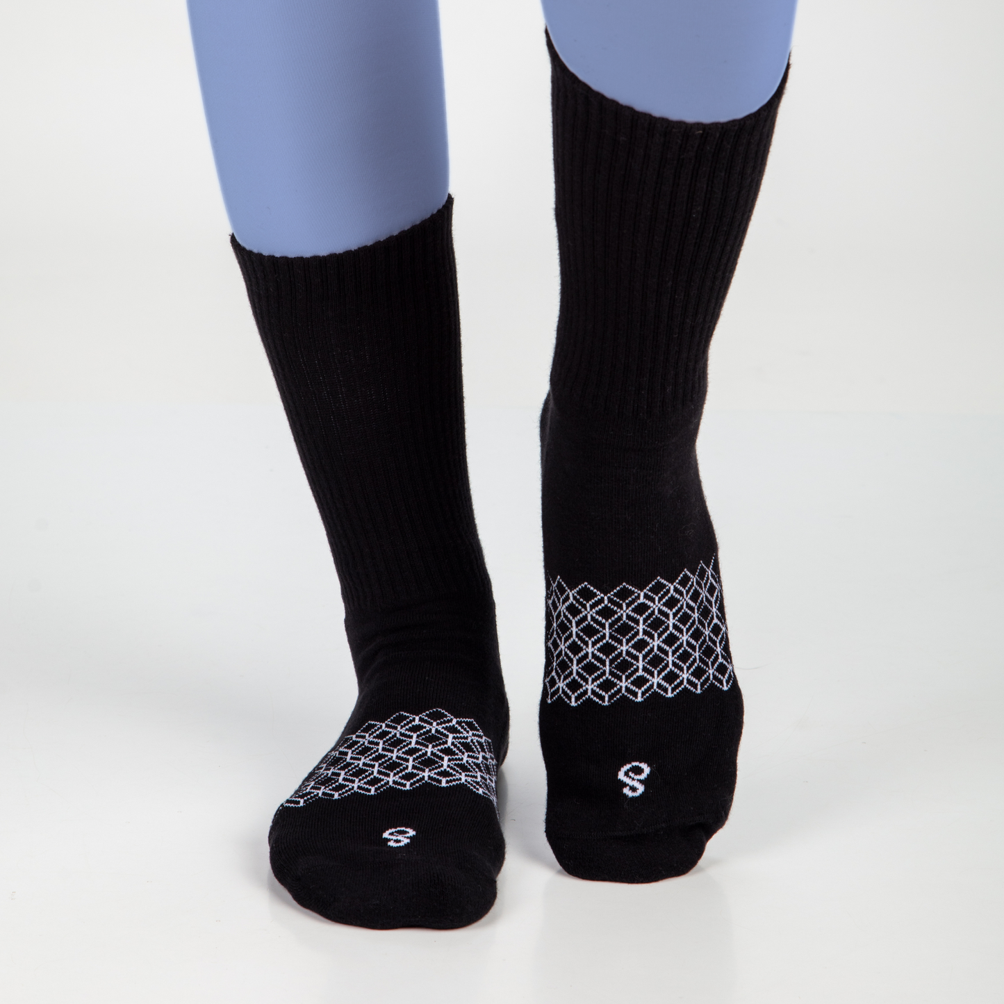 Organic Cotton Crew Grip Socks - Mixed Black White Natural Undyed - 3 Pairs