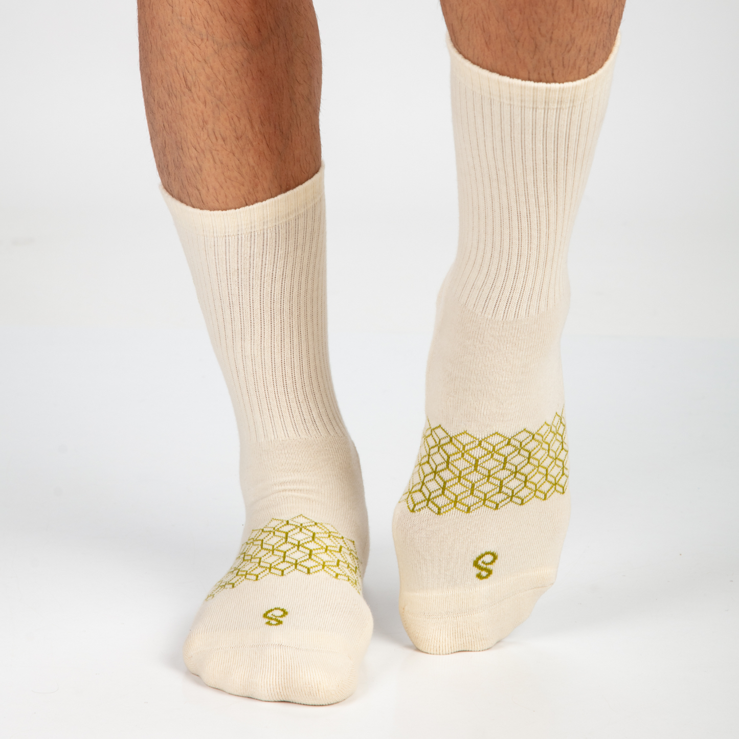 Organic Cotton Crew Socks - Mixed Black White Natural Undyed - 3 Pairs