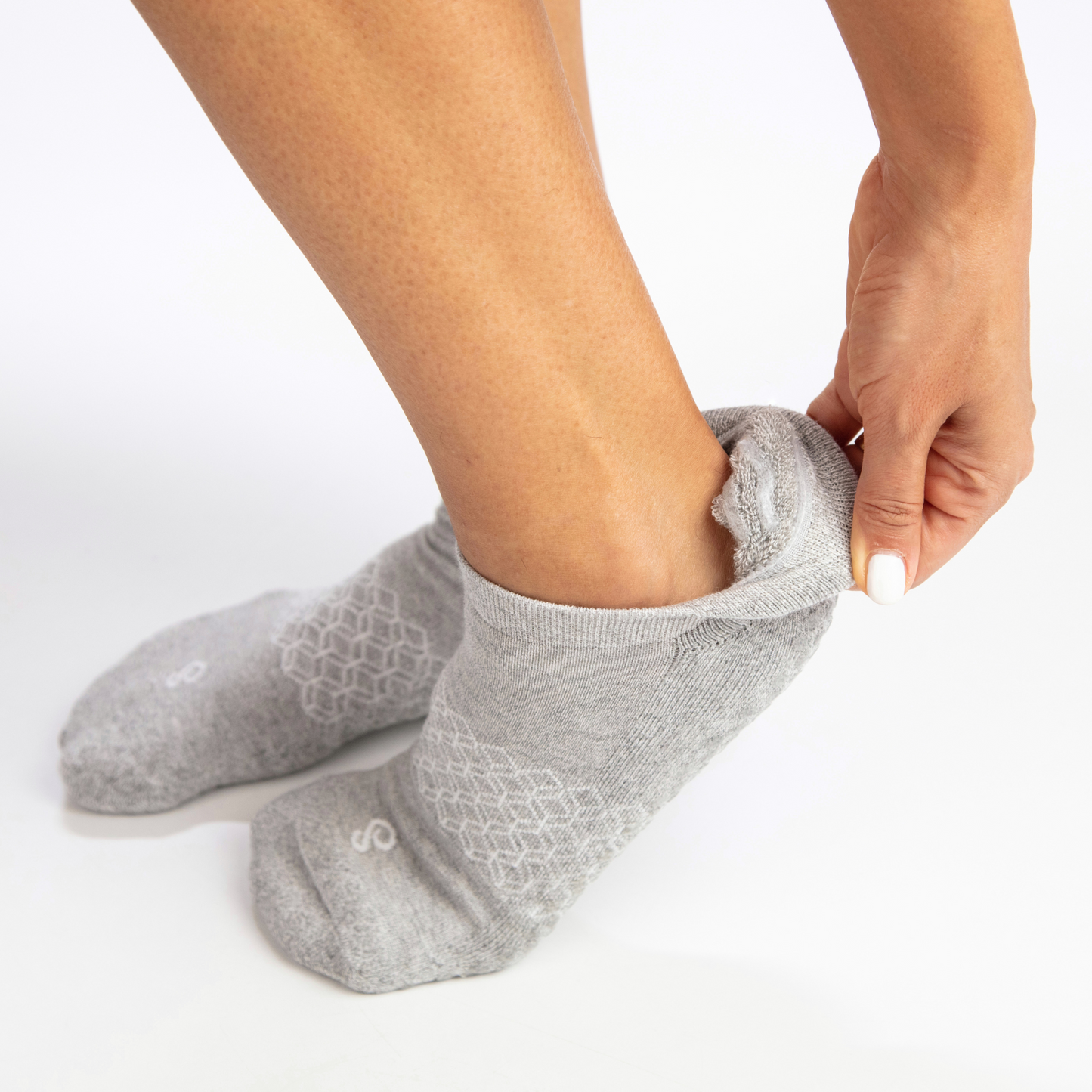 Organic Cotton Ankle Tab Grip Socks - Grey - Single Pair