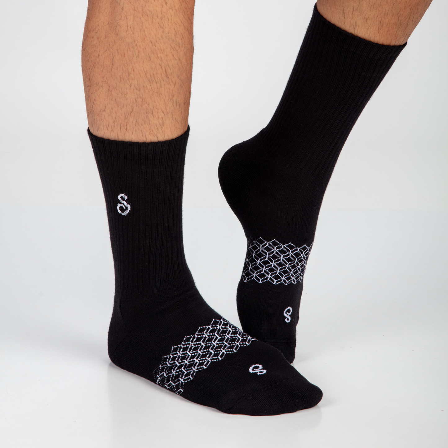 Organic Cotton Crew Socks - Mixed Black White Natural Undyed - 3 Pairs