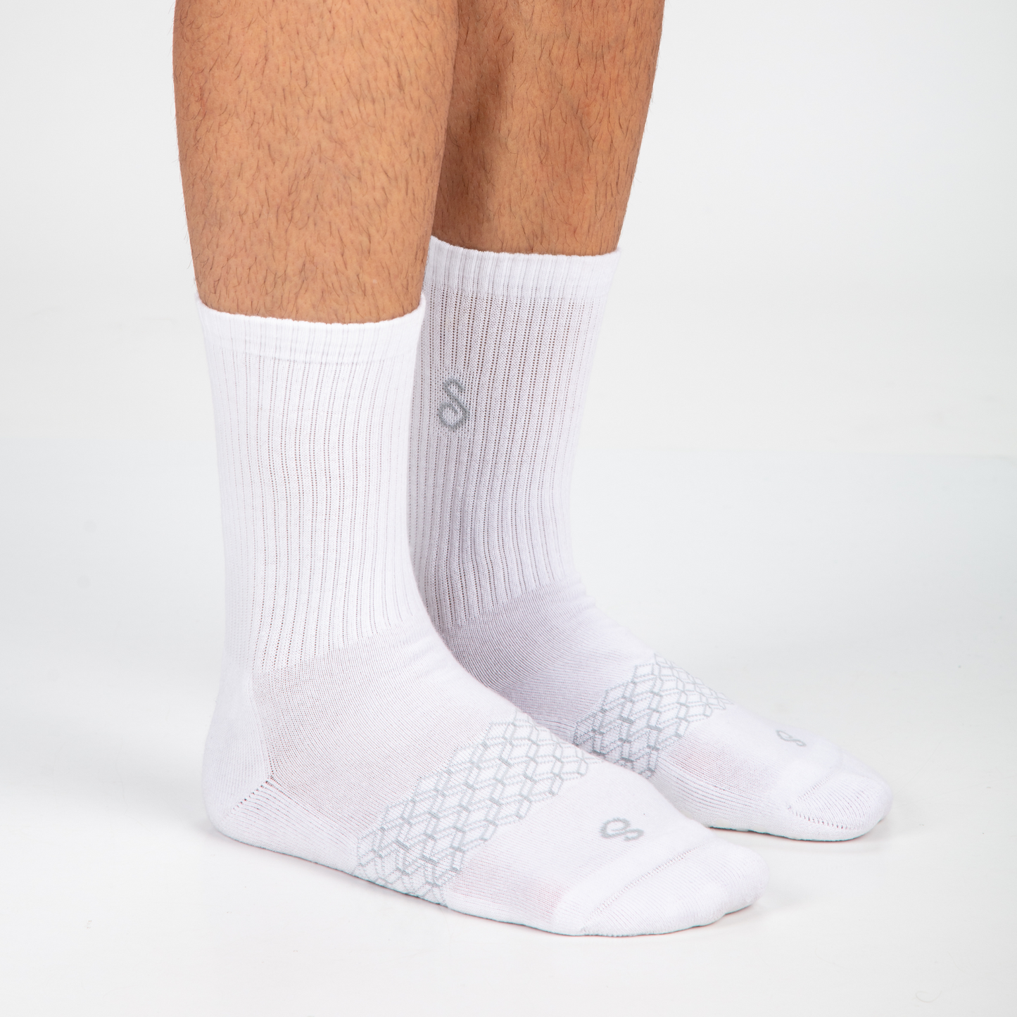 Organic Cotton Crew Grip Socks - Mixed Black White Natural Undyed - 3 Pairs