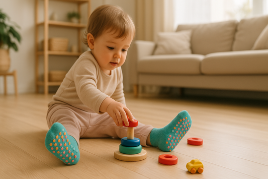 baby wearing toddler socks