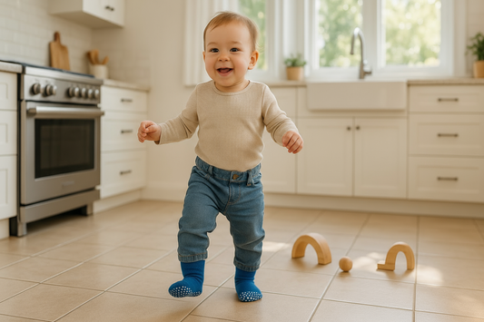 toddler wearing grip socks