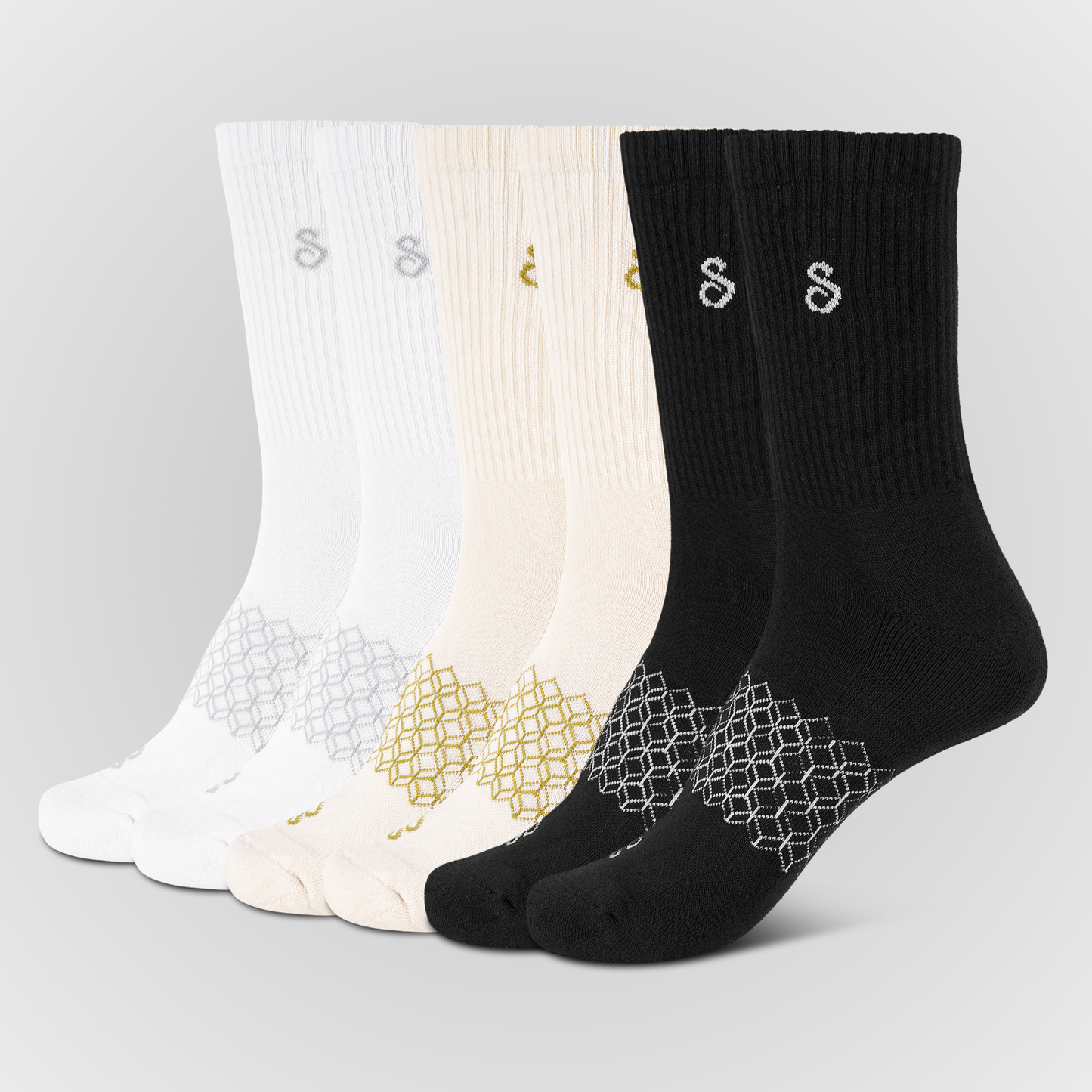 Image Organic Cotton Crew Socks Mixed bundle Black White Natural