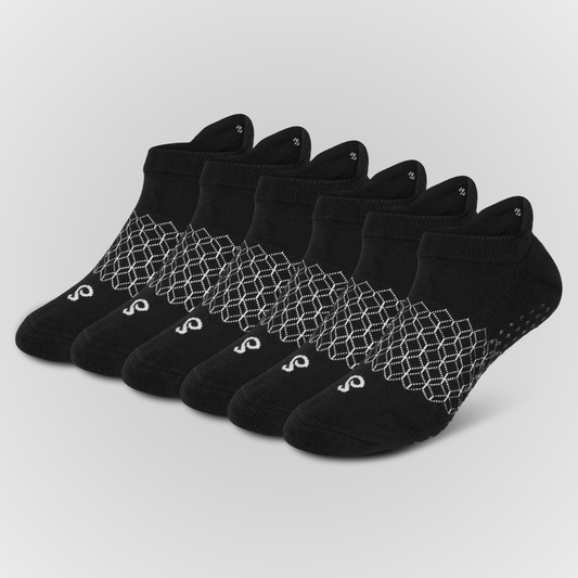 picture Organic Cotton Ankle Tab Grip Socks Black 6 Pairs