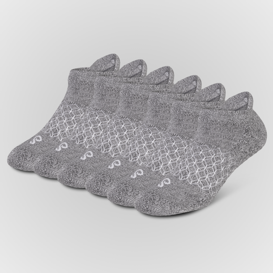 Image Organic Cotton Ankle Tab Grip Socks Grey 6 Pairs
