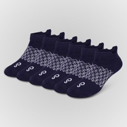 Photo Merino Wool Ankle Tab Socks Navy Natural