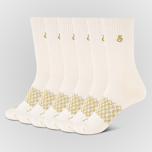 photo 6 pairs Organic Cotton Crew Socks Natural Undyed