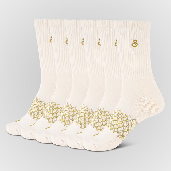 photo 6 pairs Organic Cotton Crew Socks Natural Undyed 