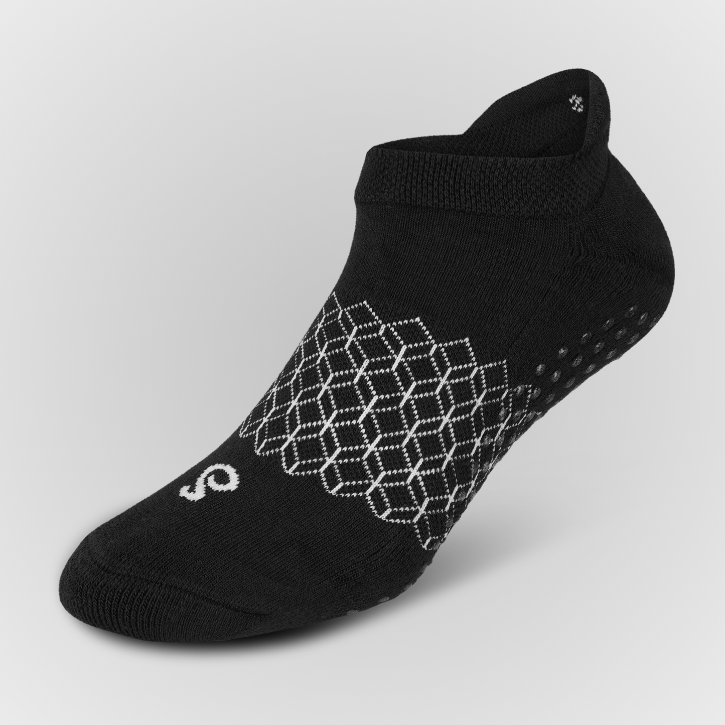 Photo Black Organic Cotton Ankle Tab Sock with grips