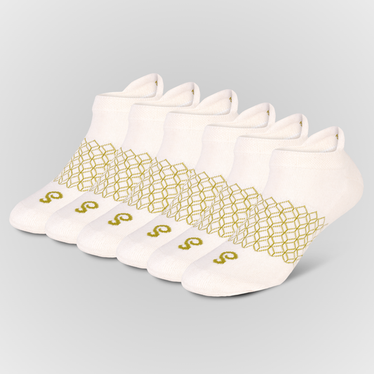 Photo Organic Cotton Ankle Tab Grip Socks - Natural Undyed - 6 Pairs