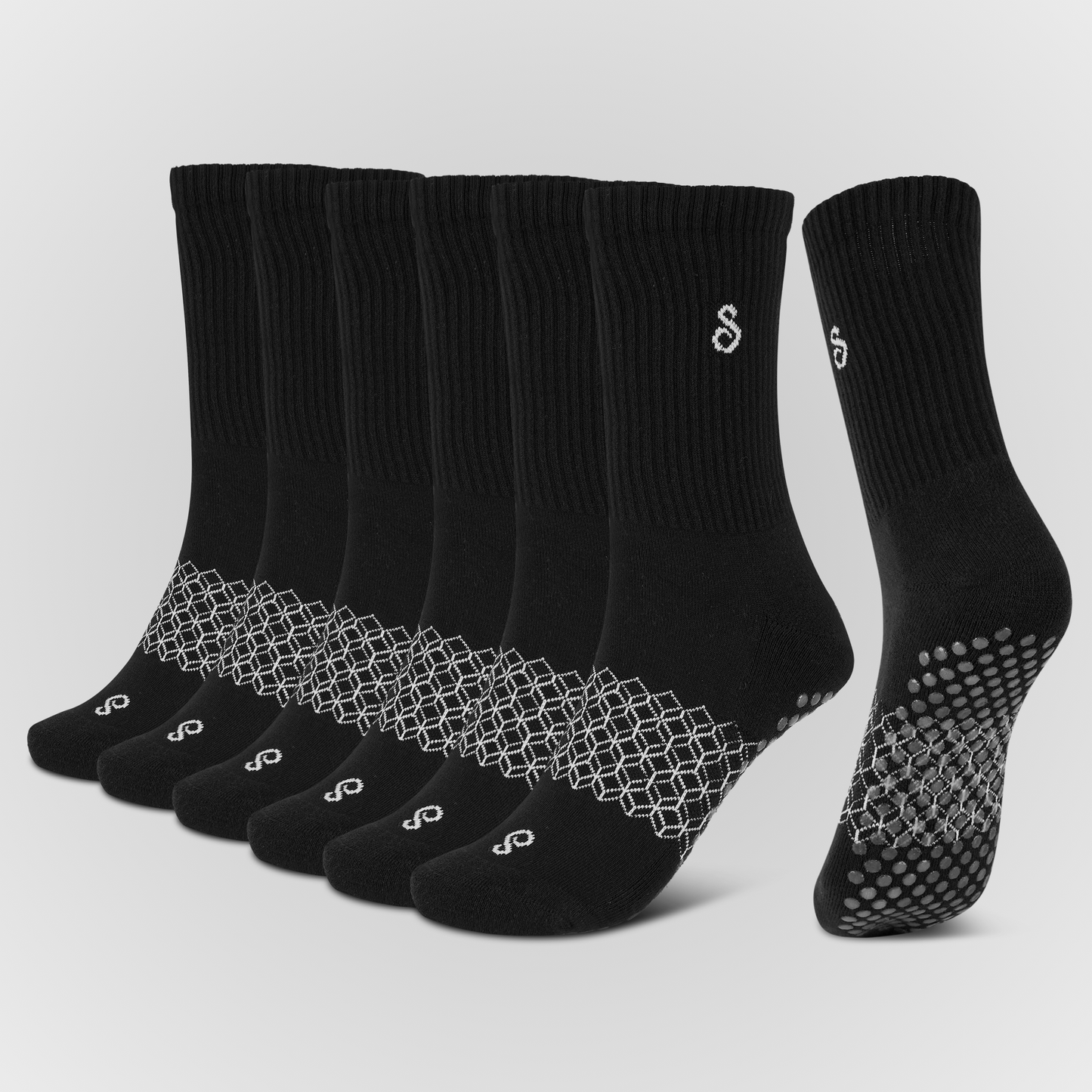 Photo Organic Cotton Crew Grip Socks Black for men