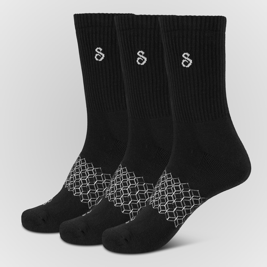 100% Organic Cotton Crew Socks Black 