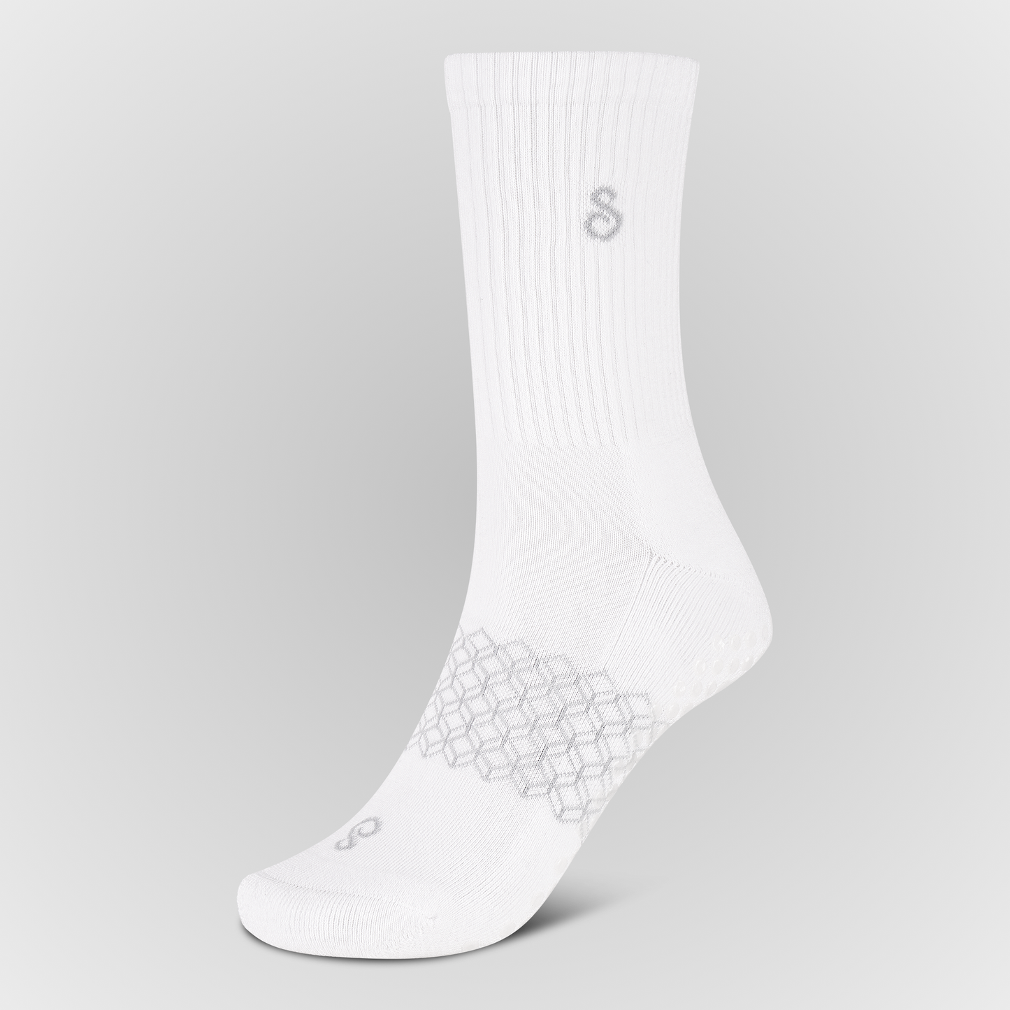 softest Organic Cotton Crew Grip Socks White for pilates