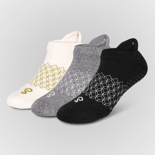 Image Organic Cotton Ankle Tab Grip Socks - Mixed 3 Pairs