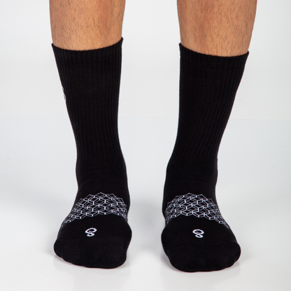 Organic Cotton Crew Socks - Mixed Black White Natural Undyed - 3 Pairs