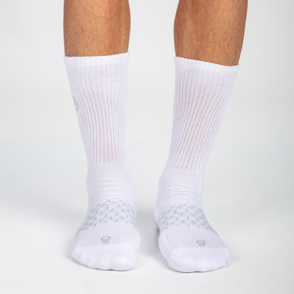 Organic Cotton Crew Grip Socks - White - Single Pair