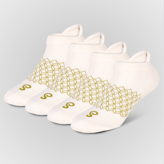 Organic Cotton Ankle Tab Grip Socks - Natural Undyed - 4 Pairs