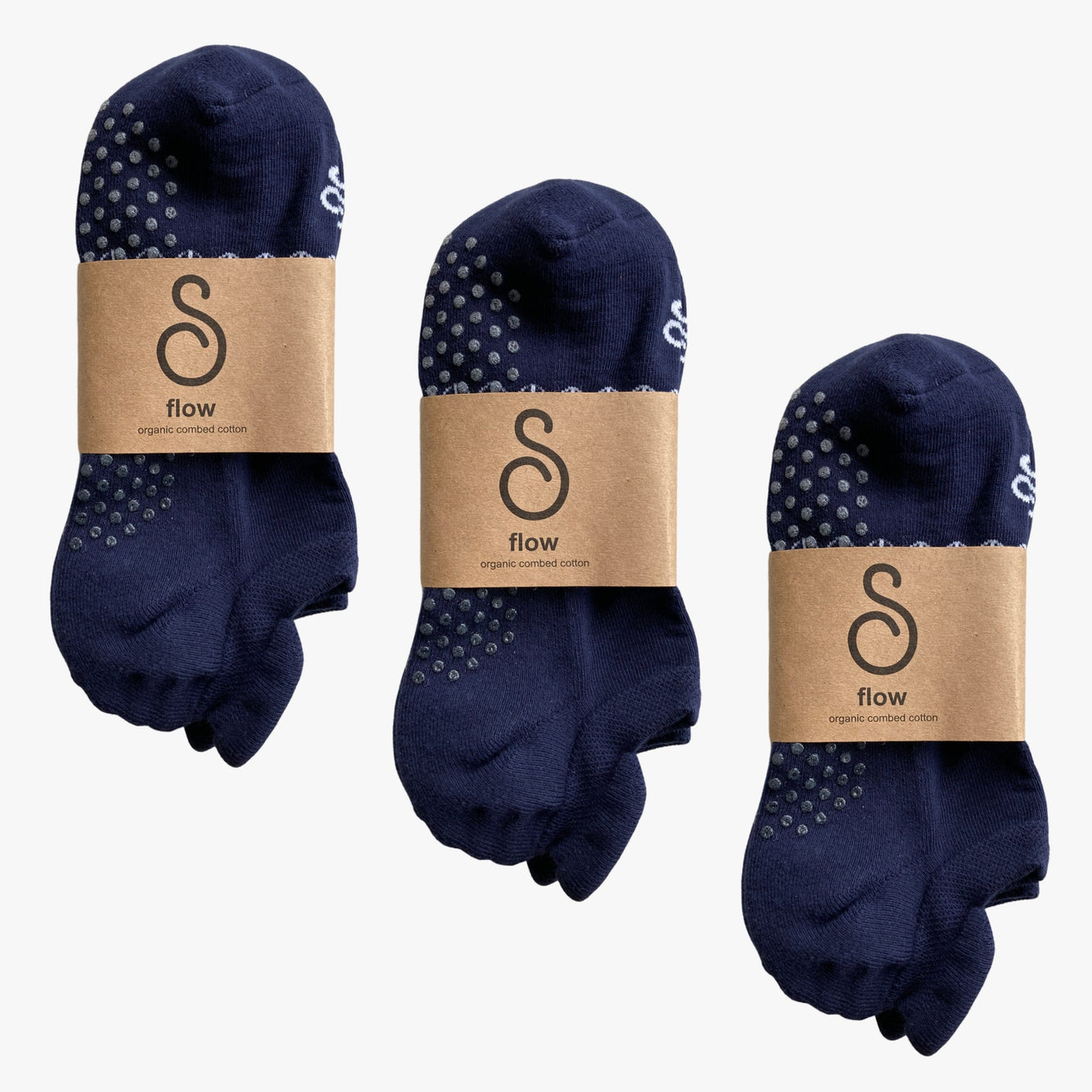 Pilates socks hipSwan Flow organic combed cotton with silicone grippers | Navy
