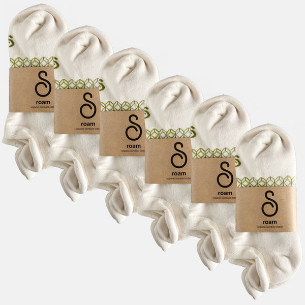 natural undyed organic cotton trainer socks - 6 pack - hipSwan UK