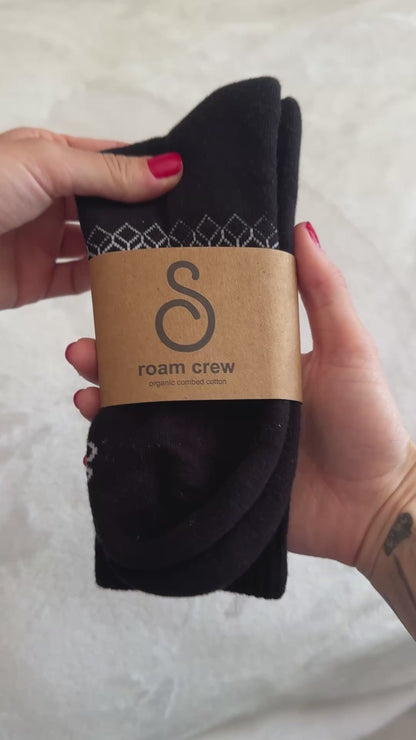 Organic Cotton Crew Socks - Black - Single Pair
