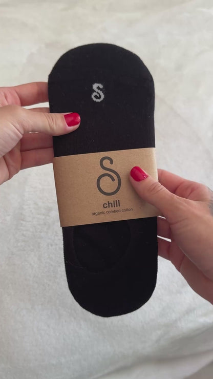 Organic Cotton No-Show Socks - Black - 4 Pairs