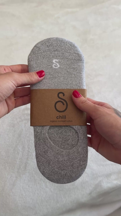 Organic Cotton No-Show Socks - Grey - Single Pair