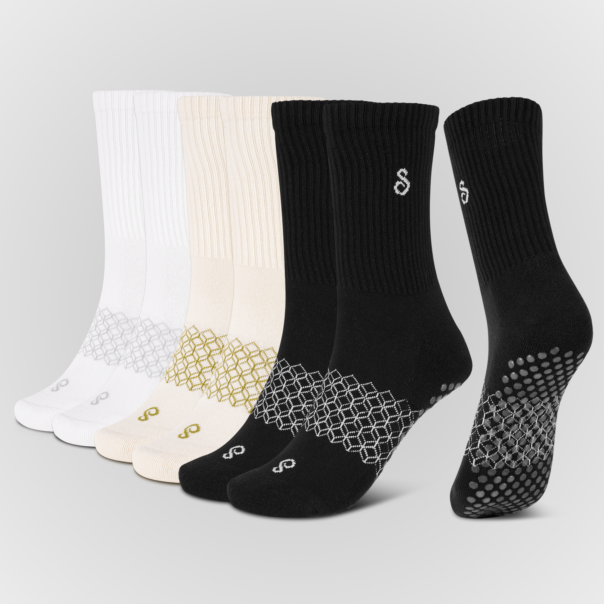 Organic Cotton Crew Grip Socks for men & women. For sport and activities