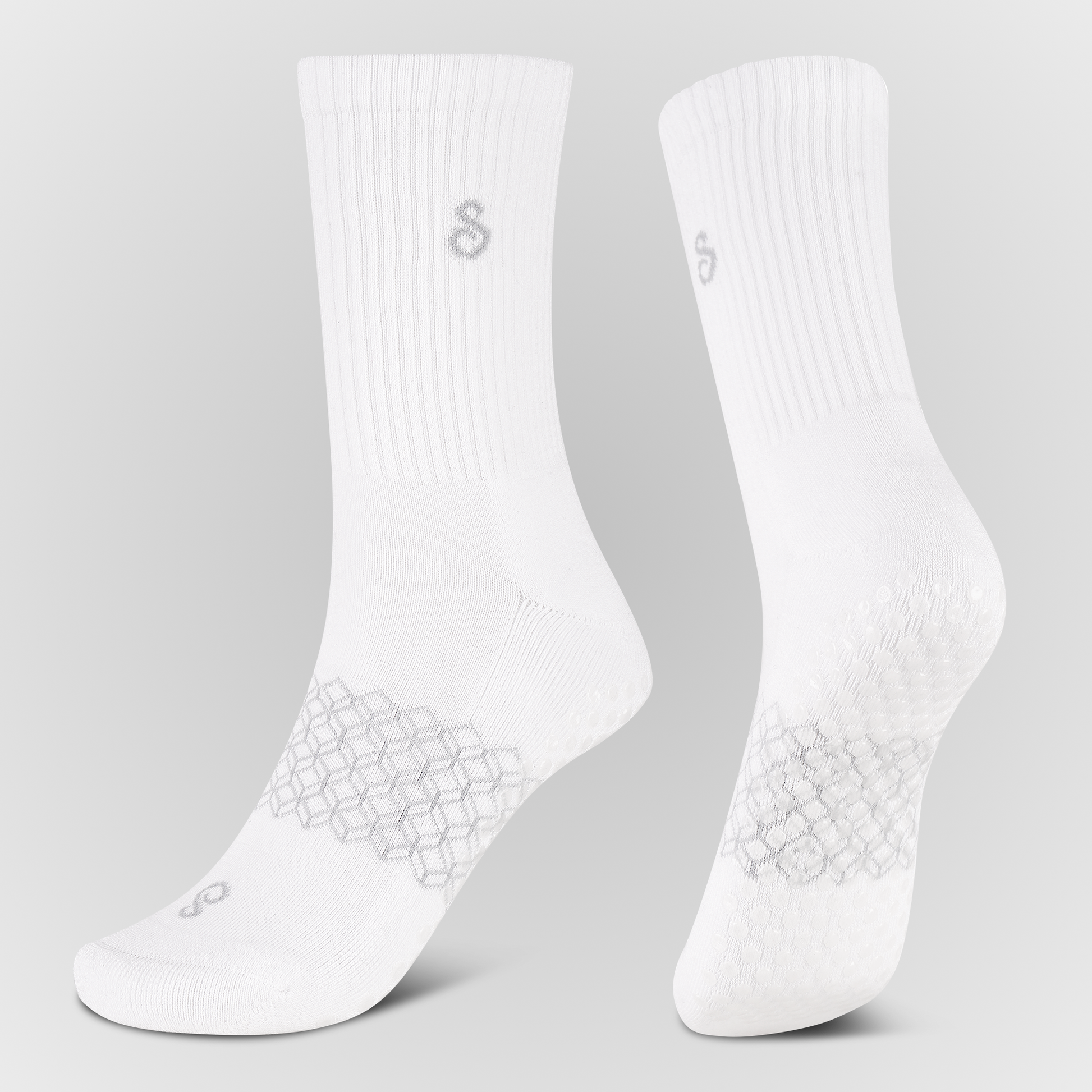 Best non-slip Organic Cotton Crew Grip Socks white eco-frendly